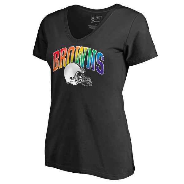 Women's Cleveland Browns NFL Pro Line by Fanatics Branded Black Plus Sizes Pride T-Shirt,We sell and wholesale Women's Cleveland Browns NFL Pro Line by Fanatics Branded Black Plus Sizes Pride T-Shirt on line form chian!